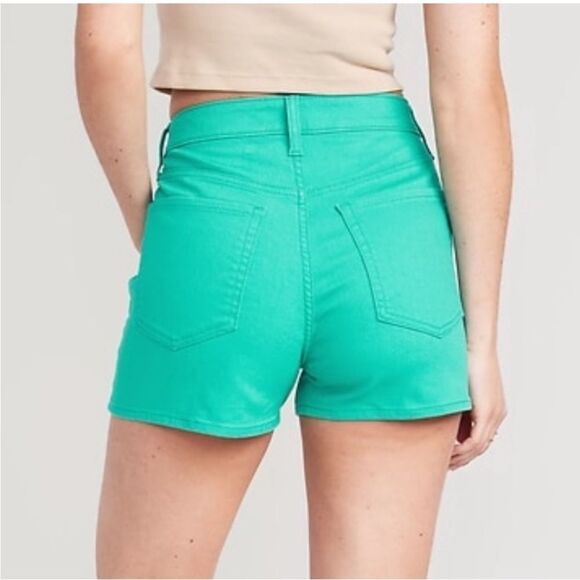 NWT Old Navy Teal WOW High Rise Denim Shorts - Size 10 - Picture 2 of 16